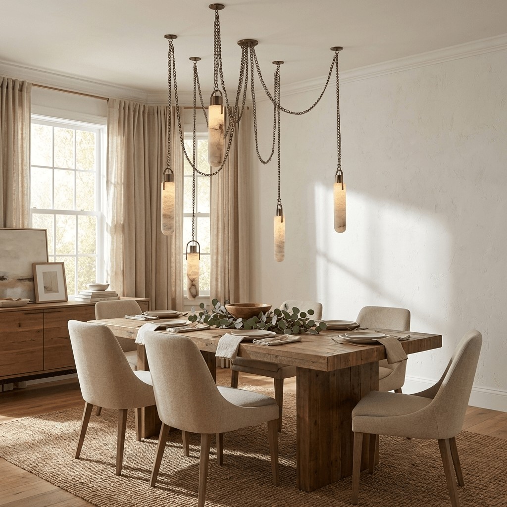 Carved Alabaster Hardwired Chandelier product setting