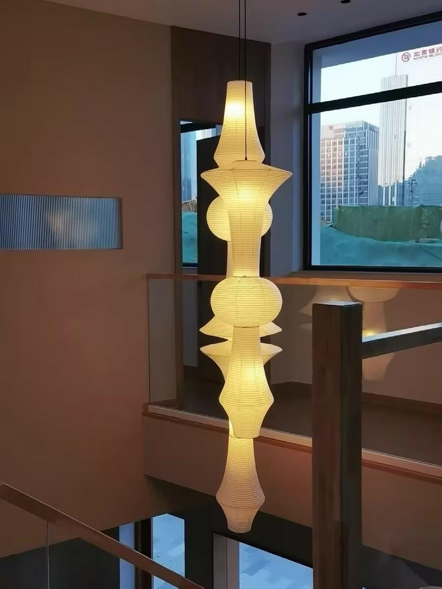 White Handcrafted Mulberry Paper Swag Light product view