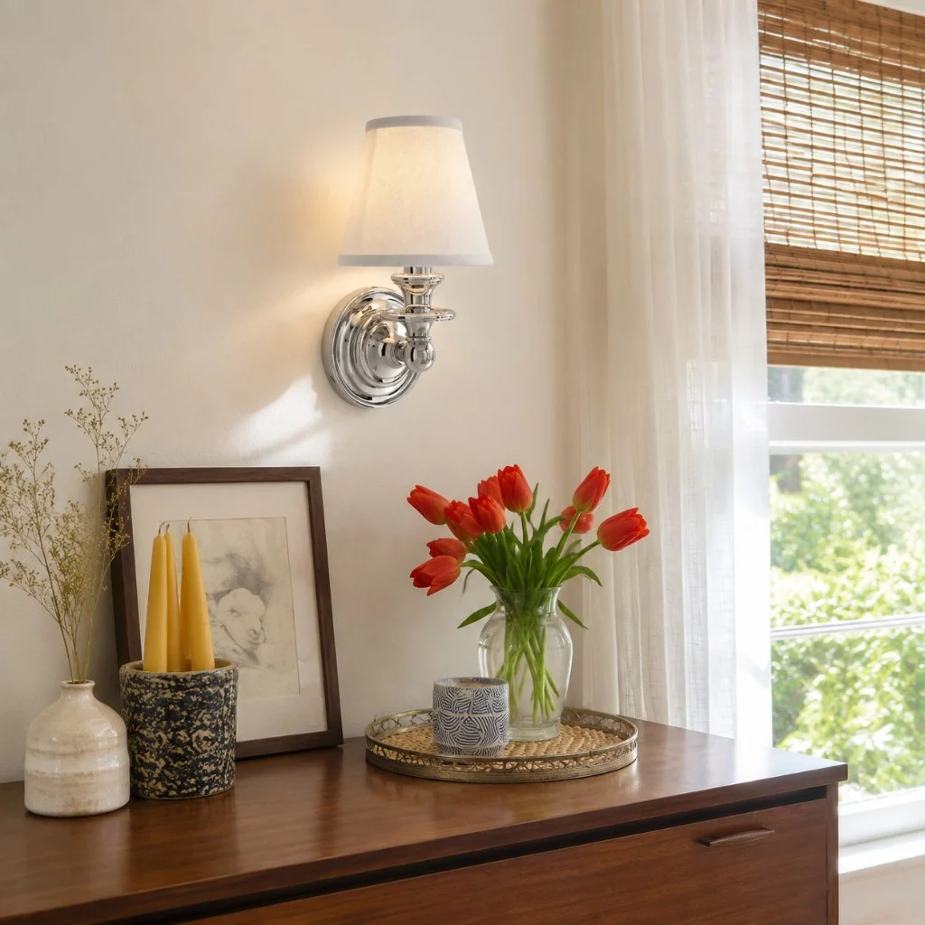 Roven wall lamp over a dresser
