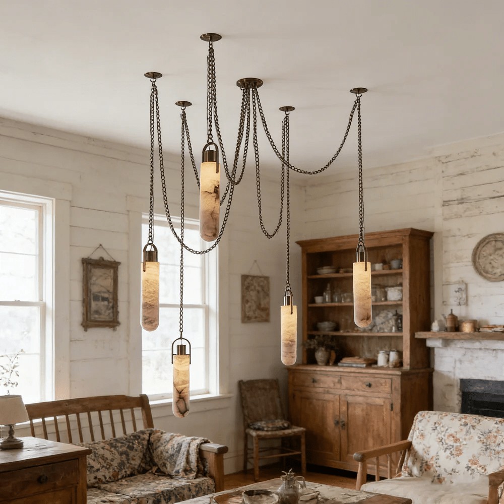 Carved Alabaster Hardwired Chandelier product view