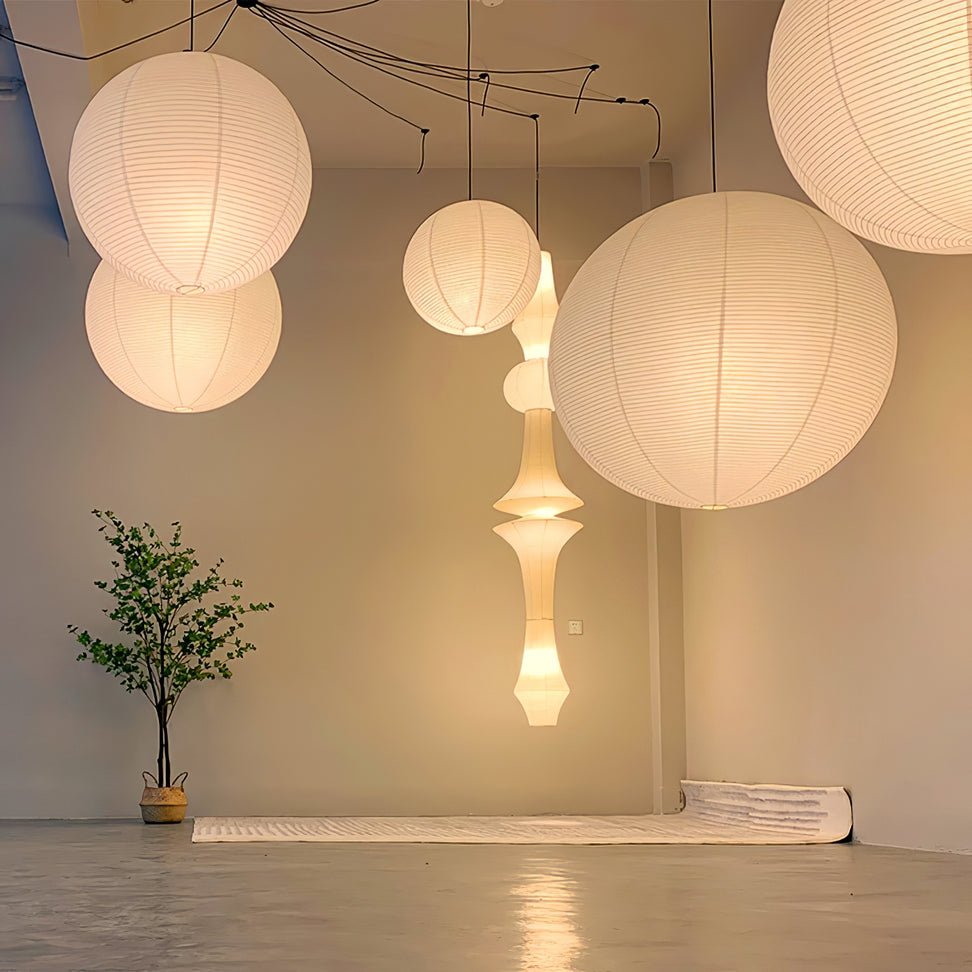 White Handcrafted Mulberry Paper Swag Light product setting