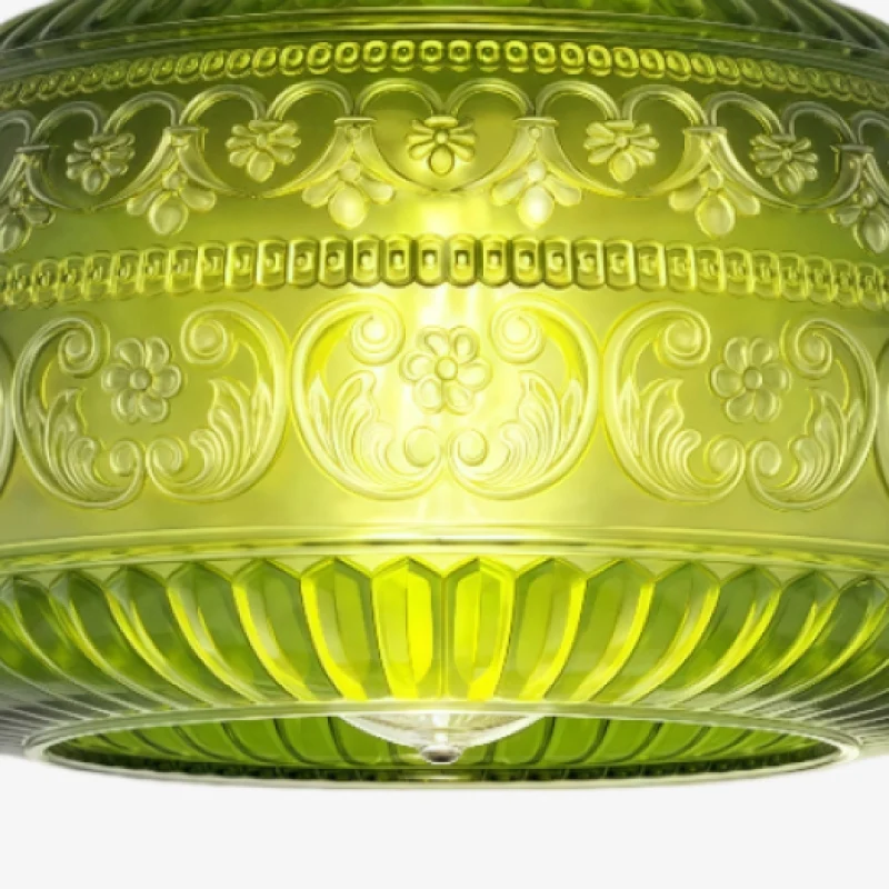 Green Navello glass shade, lit