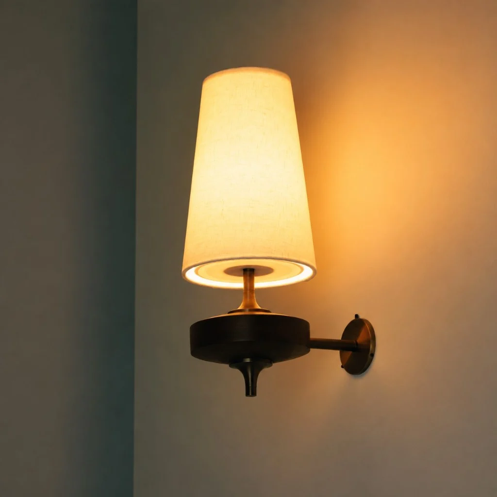 Diora wall arm and shade, lit