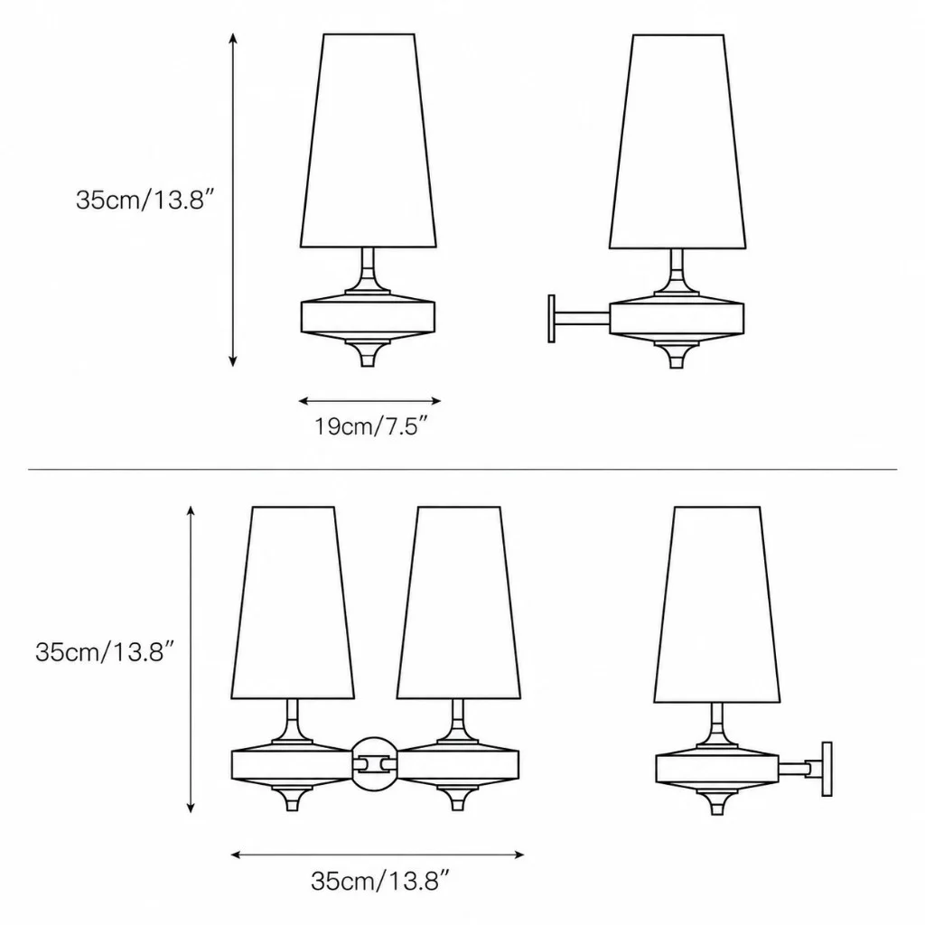 Diora 1-head and 2-head size diagram