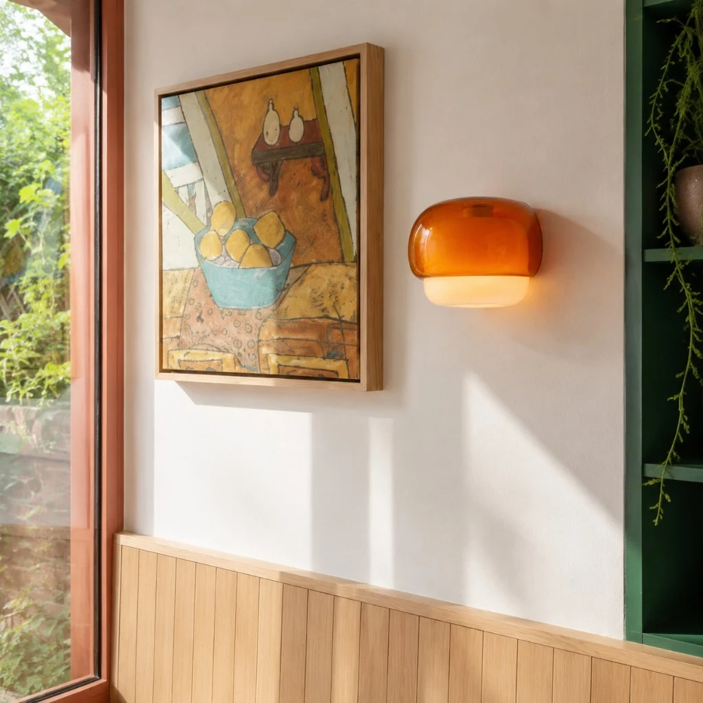 Inspiración para el diseño de apliques de pared de vidrio verde ondulado
