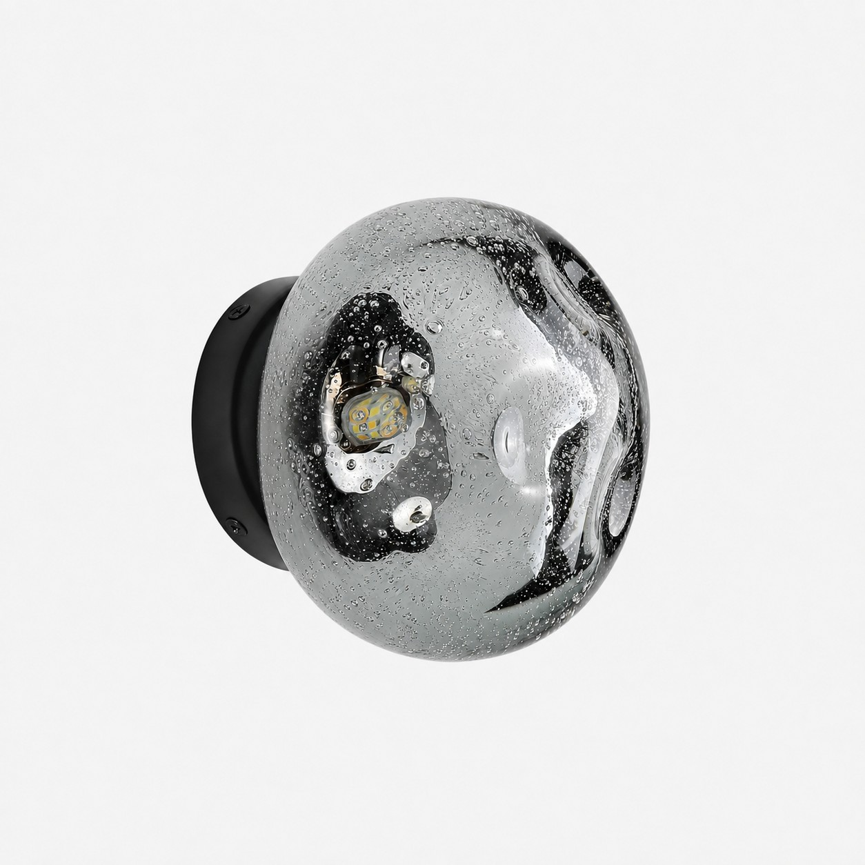 Smoke gray bubble globe wall lamp