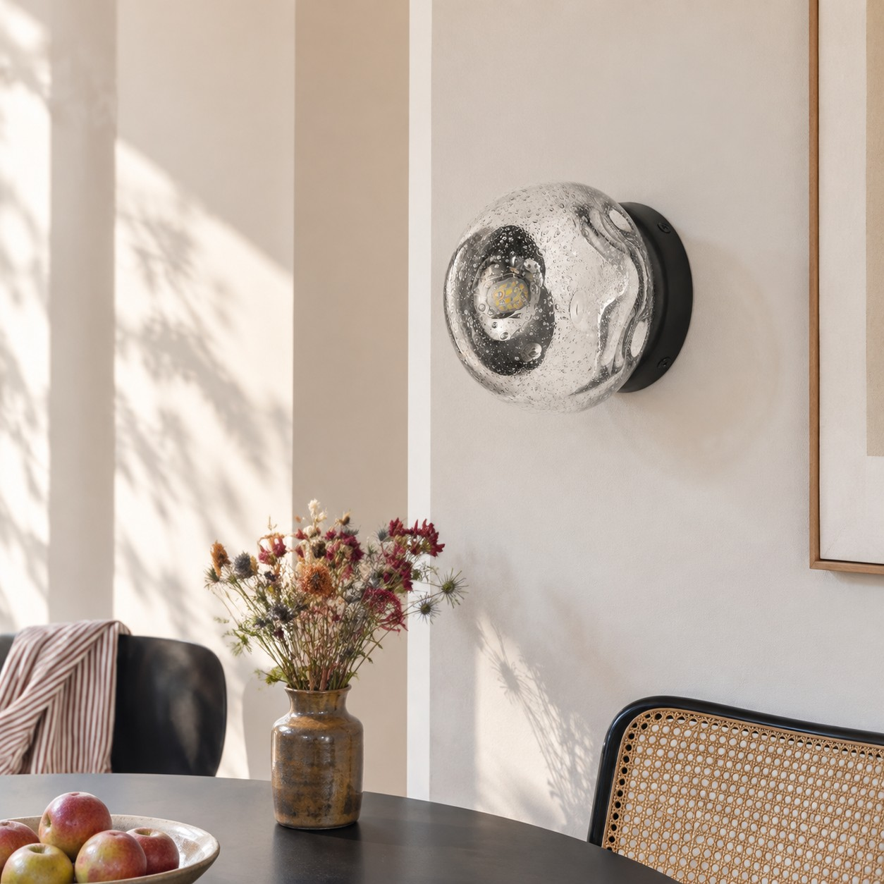 Clear bubble globe in a dining room