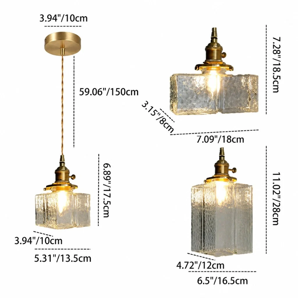 Ripple glass wall sconce size diagram