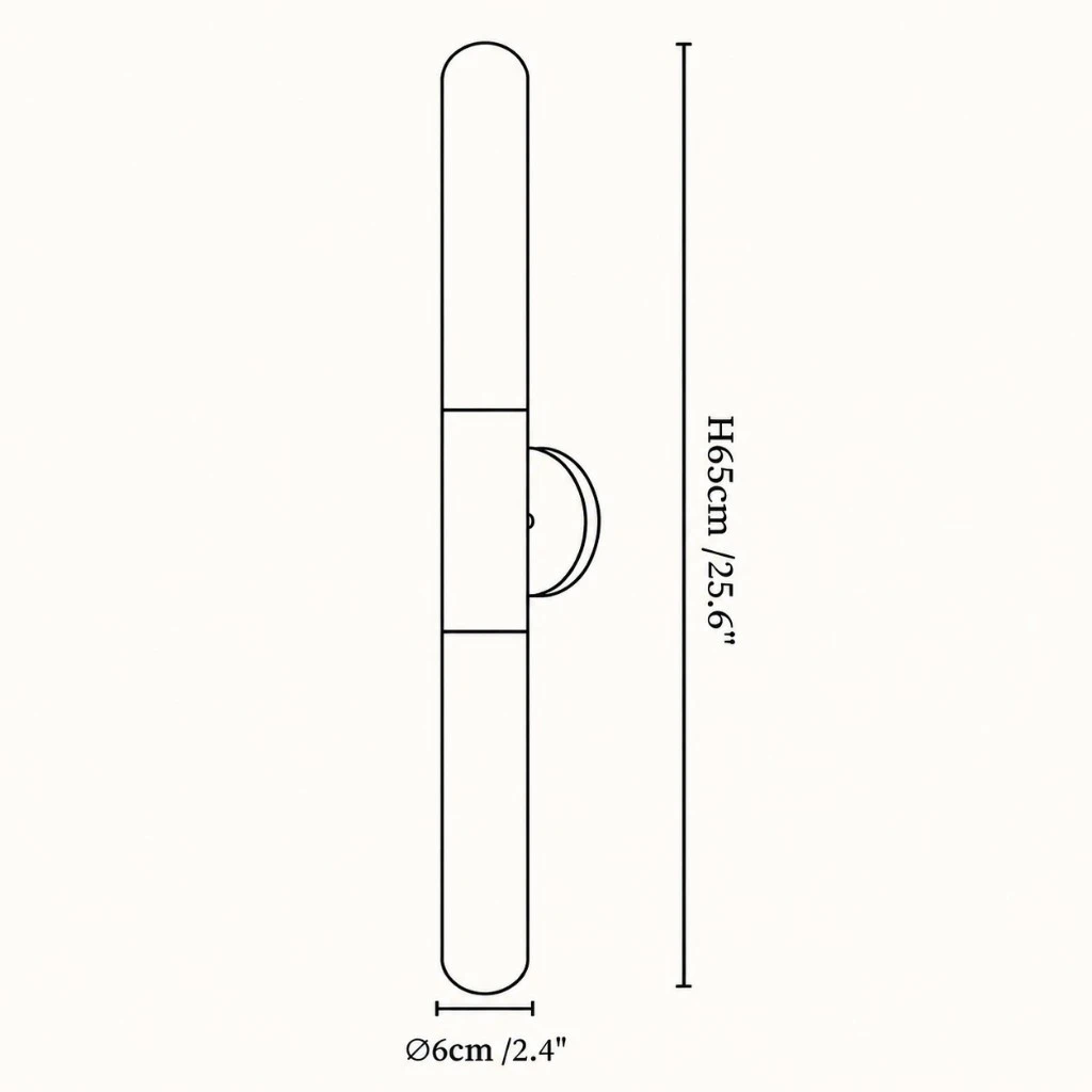 Velora size diagram, 25.6 inches high