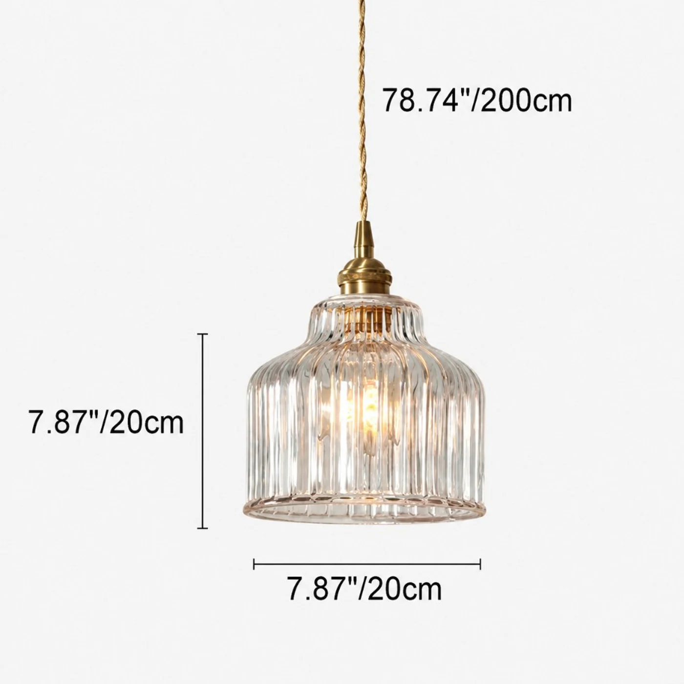 Copper glass pendant size diagram