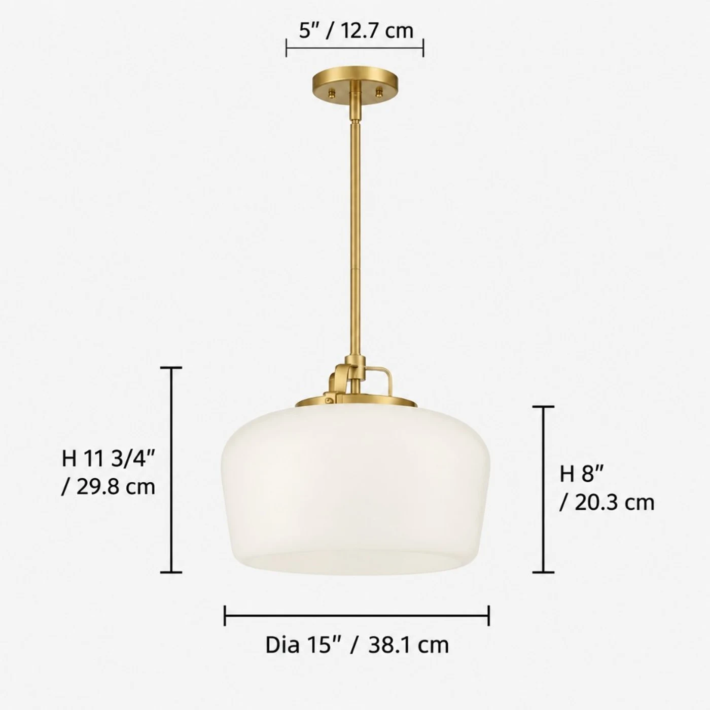 Lirra opal glass pendant size diagram
