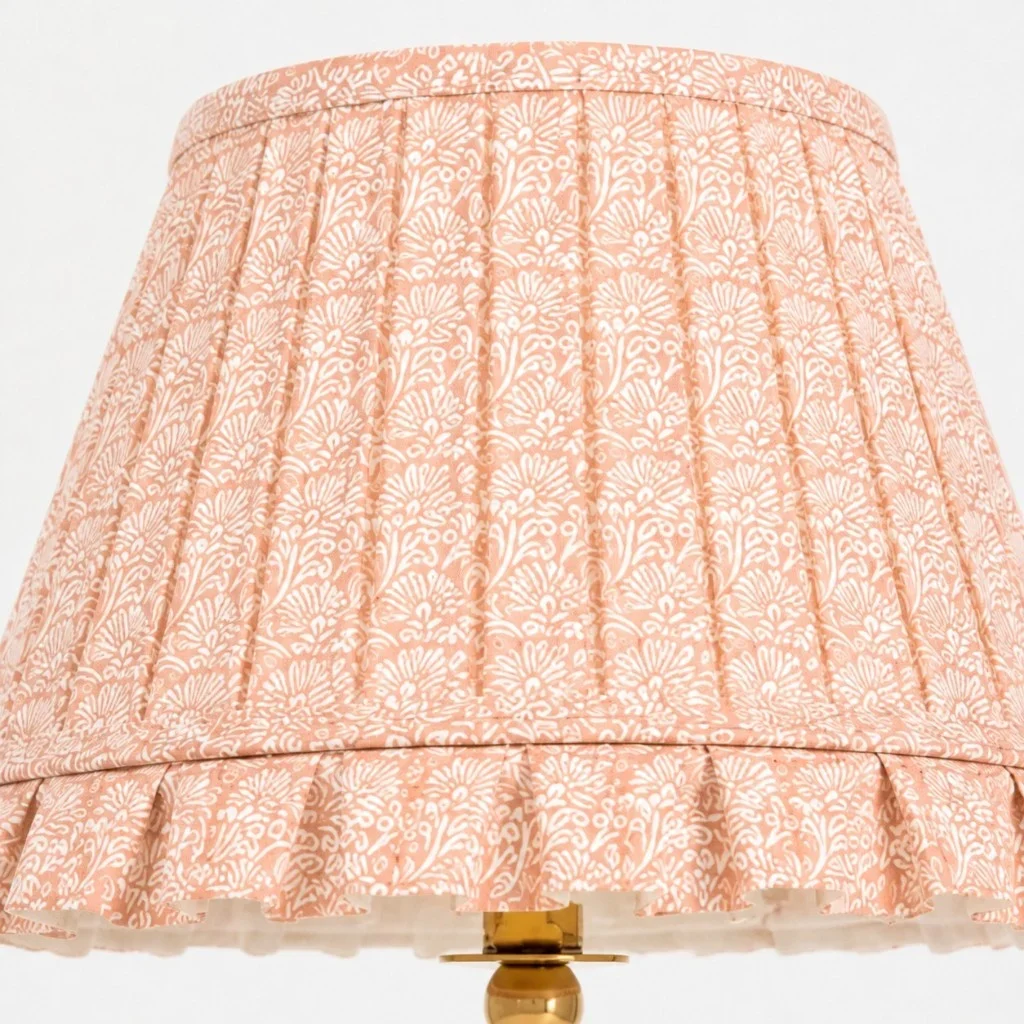 Pink printed shade with ruffle