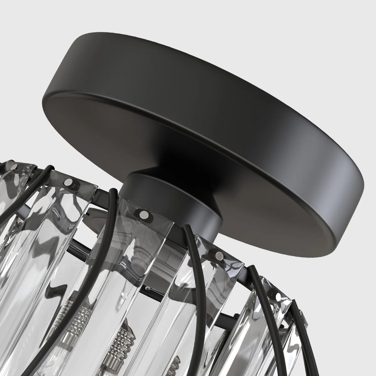 Geometric Crystal Ceiling Light with clear panels and a cage frame