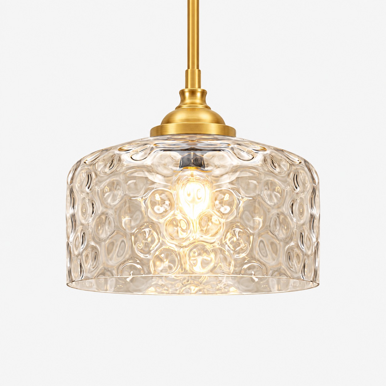 Vintage Glass Pendant Light with patterned glass and two shade sizes
