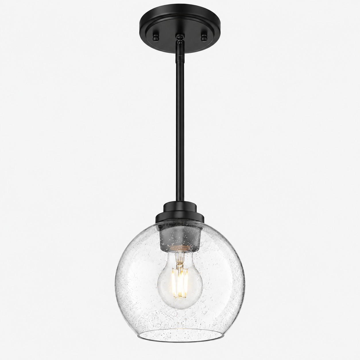 Clear Glass Globe Pendant with metal finish options and three styles