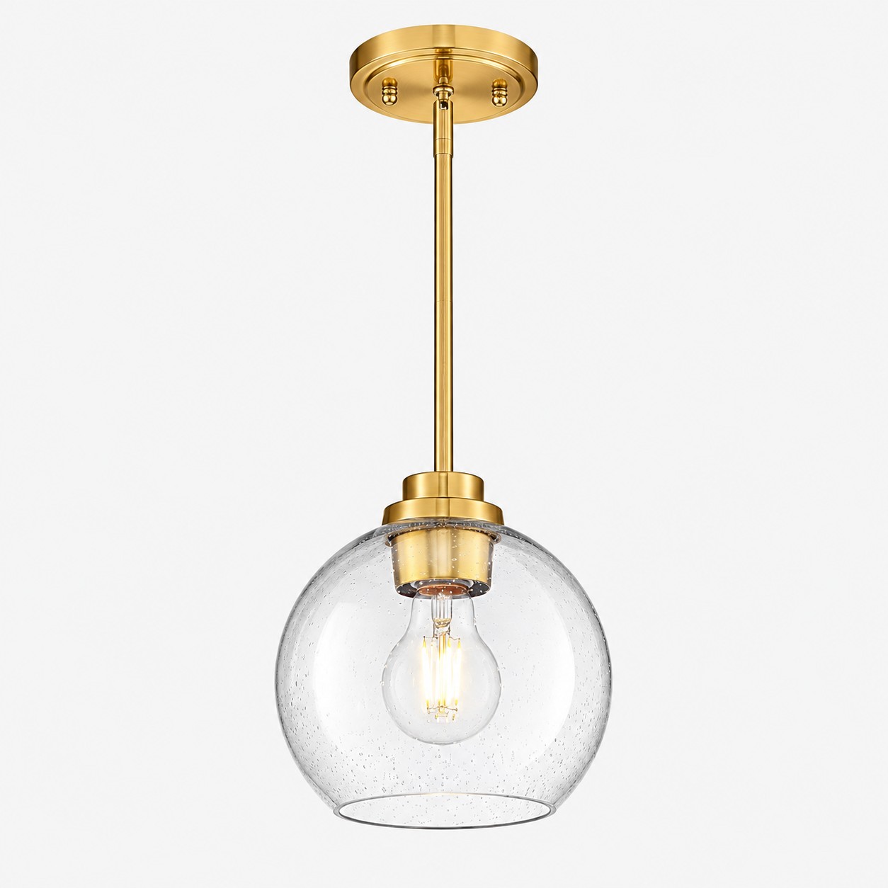 Clear Glass Globe Pendant with metal finish options and three styles