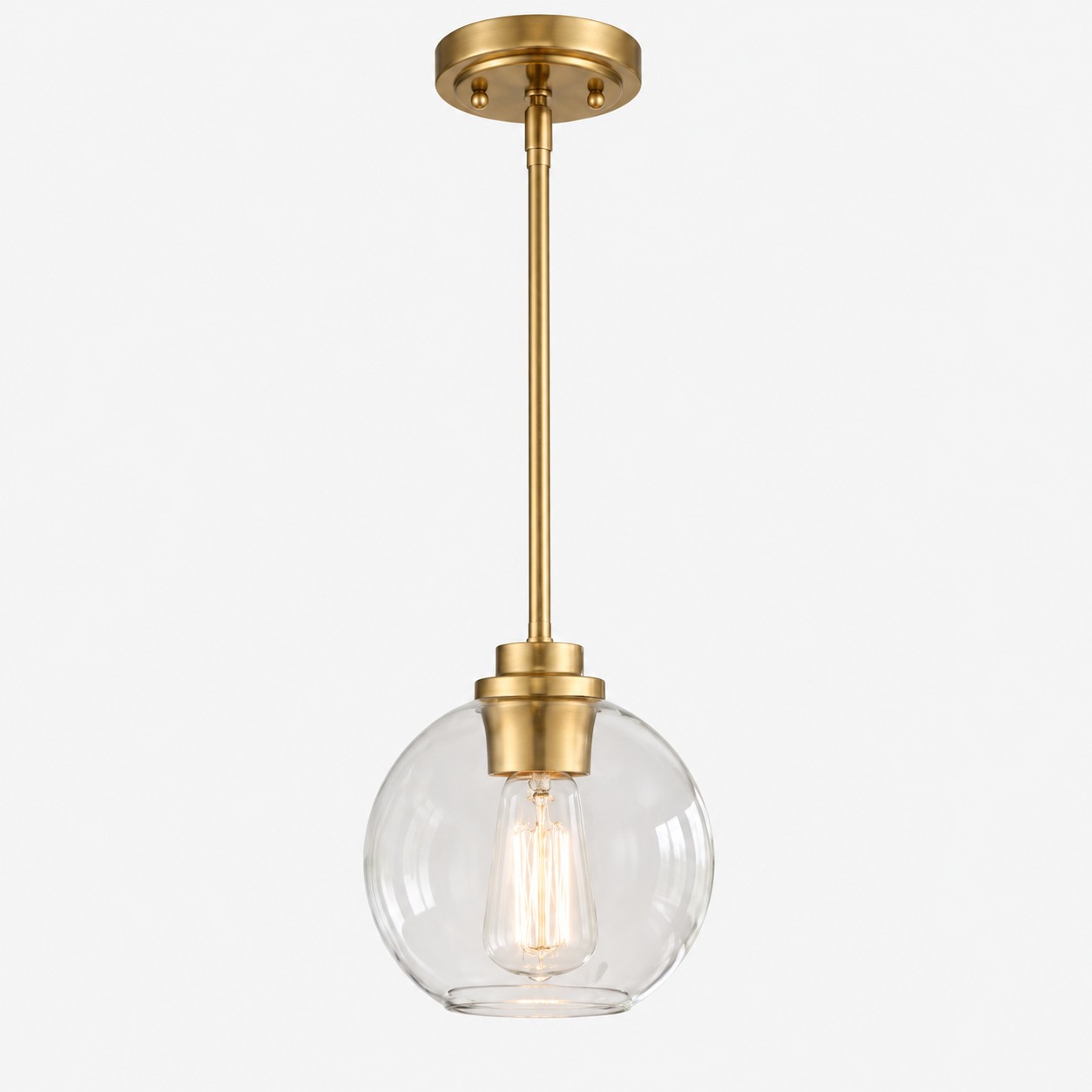 Clear Glass Globe Pendant with metal finish options and three styles