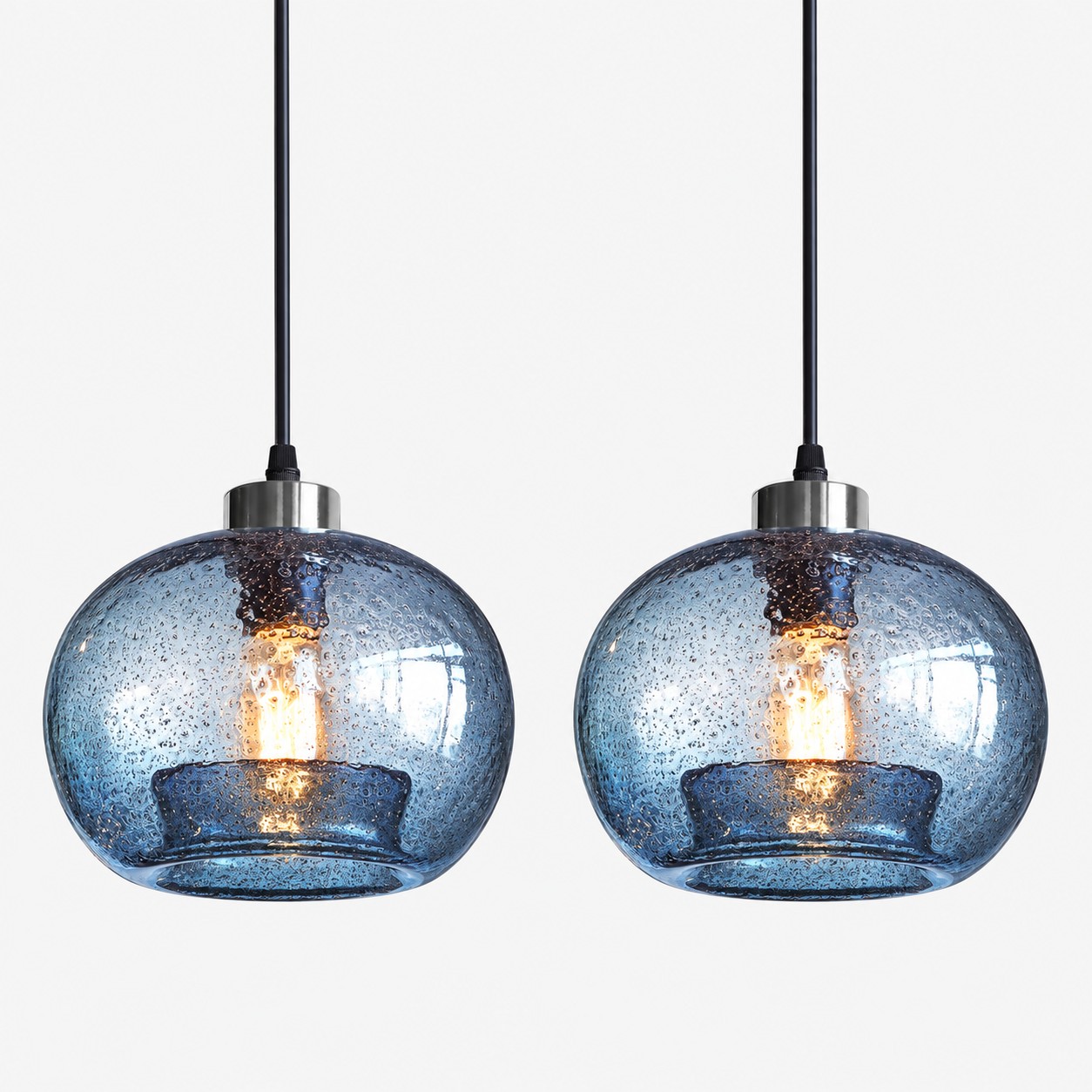 Textured Glass Globe Pendant with marble glass options and single or pair sets
