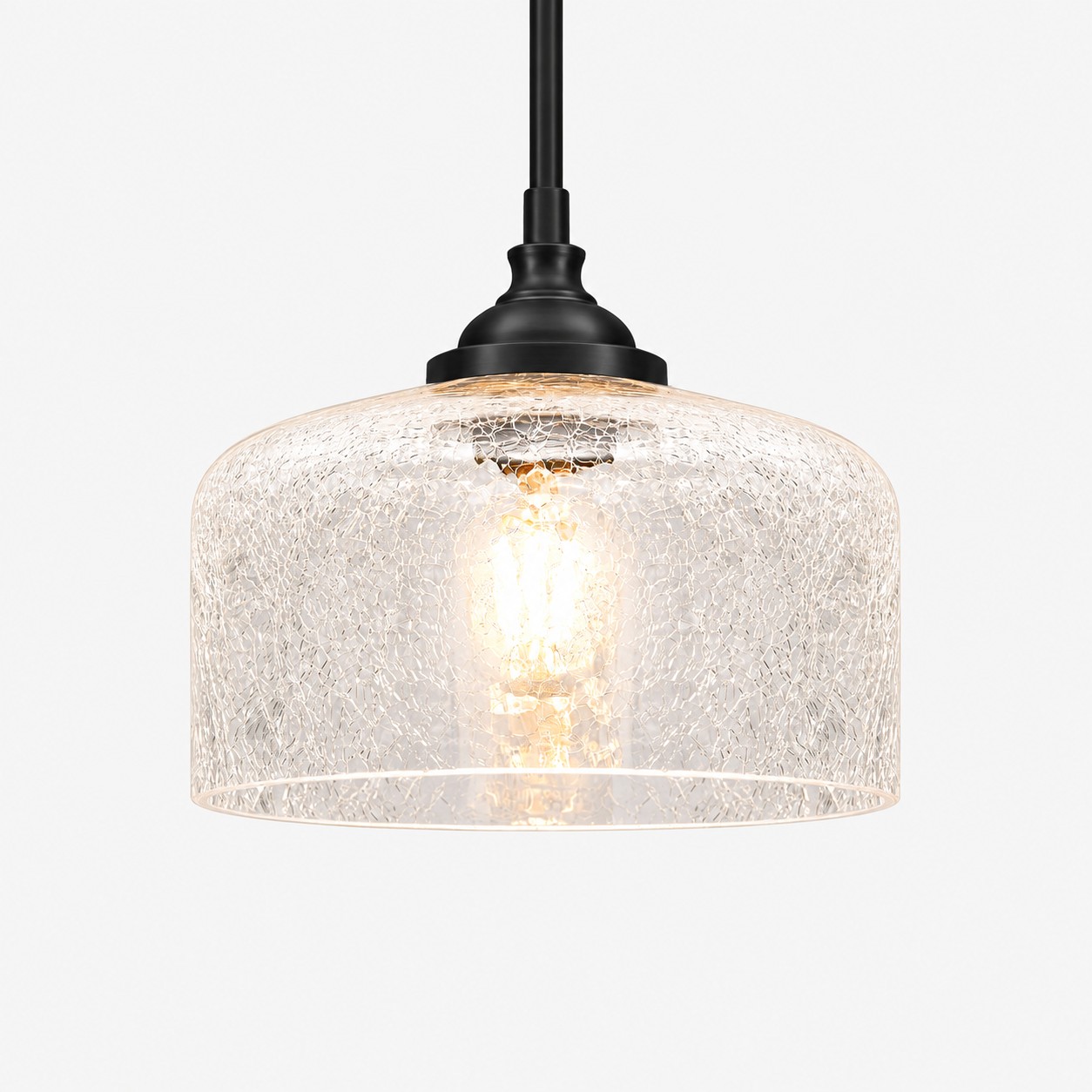 Vintage Glass Pendant Light with patterned glass and two shade sizes
