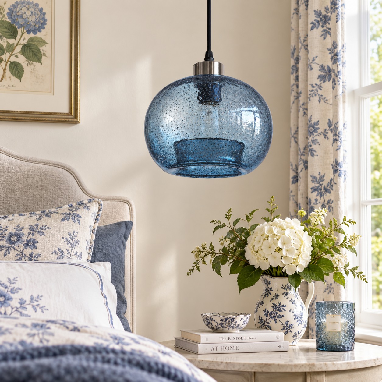 Textured Glass Globe Pendant with marble glass options and single or pair sets