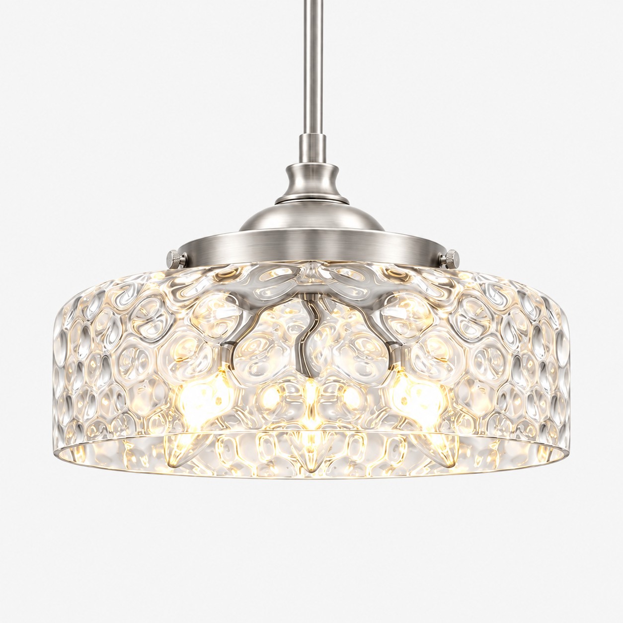 Vintage Glass Pendant Light with patterned glass and two shade sizes