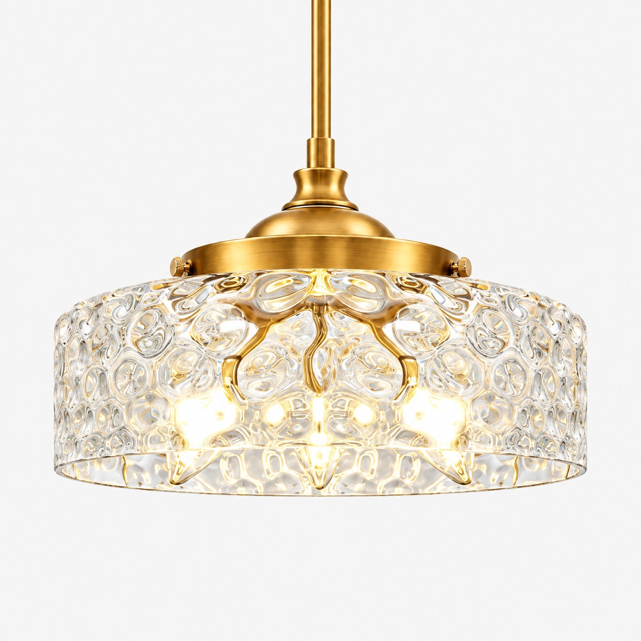Vintage Glass Pendant Light with patterned glass and two shade sizes