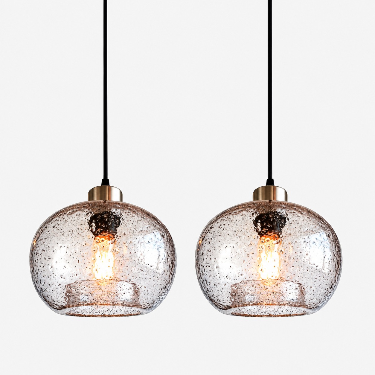 Textured Glass Globe Pendant with marble glass options and single or pair sets