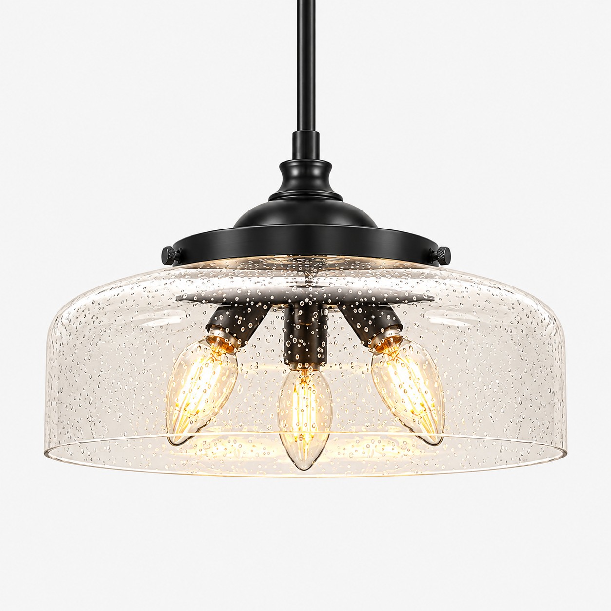 Vintage Glass Pendant Light with patterned glass and two shade sizes