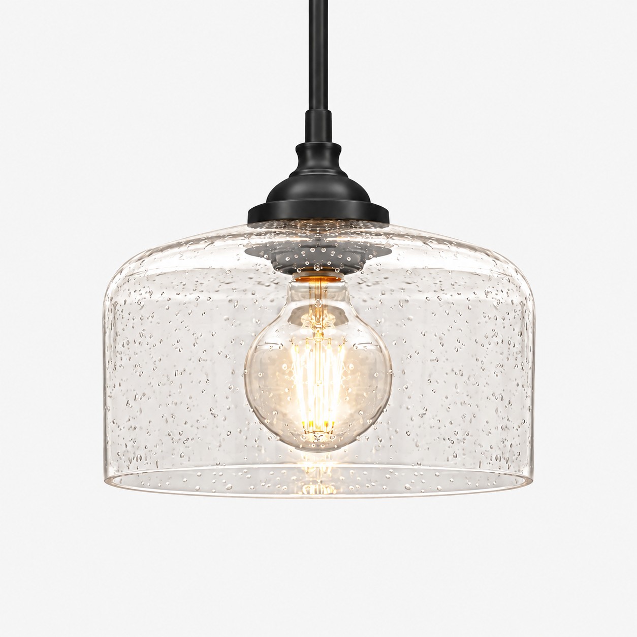 Vintage Glass Pendant Light with patterned glass and two shade sizes