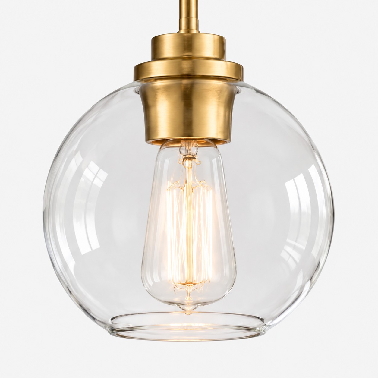 Clear Glass Globe Pendant with metal finish options and three styles
