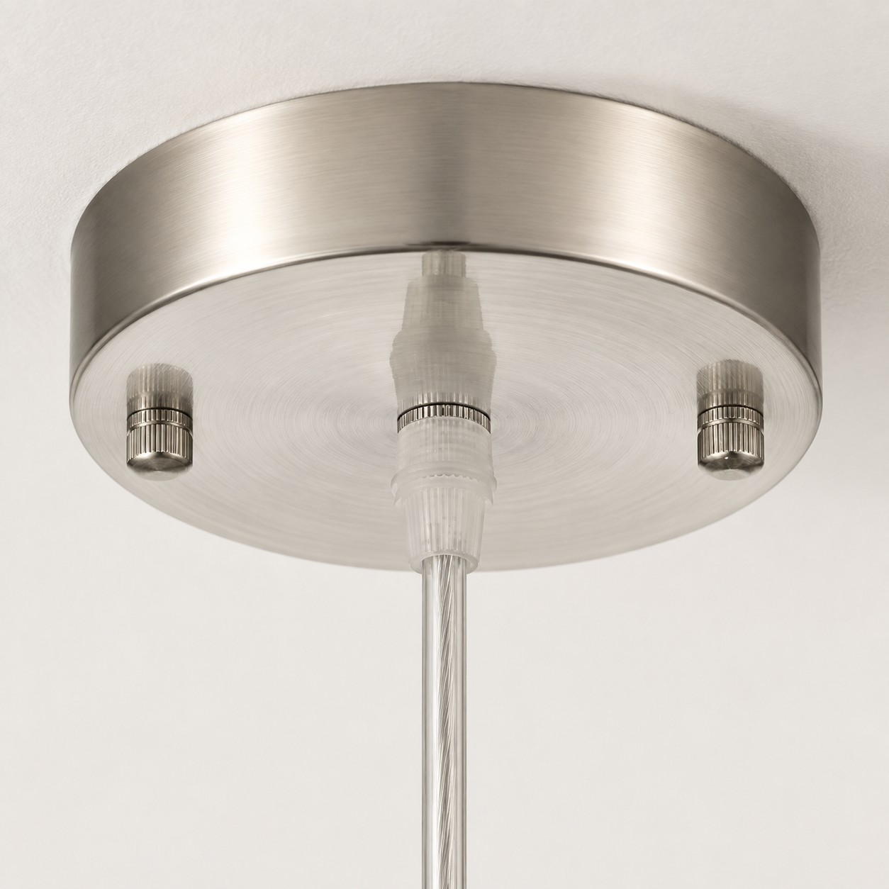 Double Glass Pendant Light with clear and white glass and a modern profile