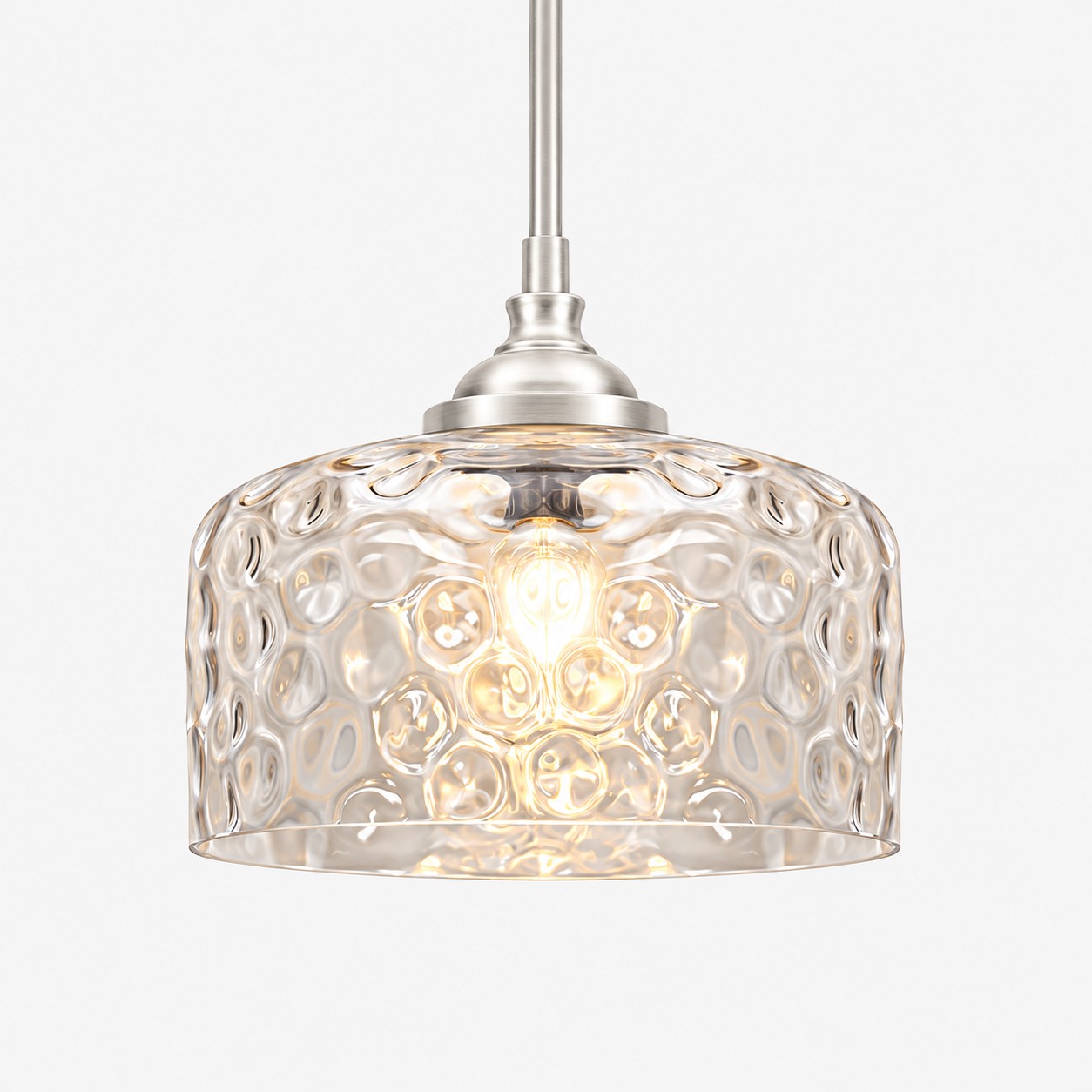 Vintage Glass Pendant Light with patterned glass and two shade sizes