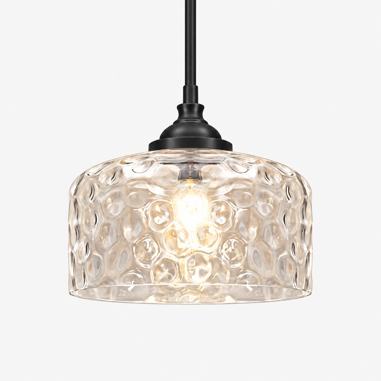 Vintage Glass Pendant Light with patterned glass and two shade sizes