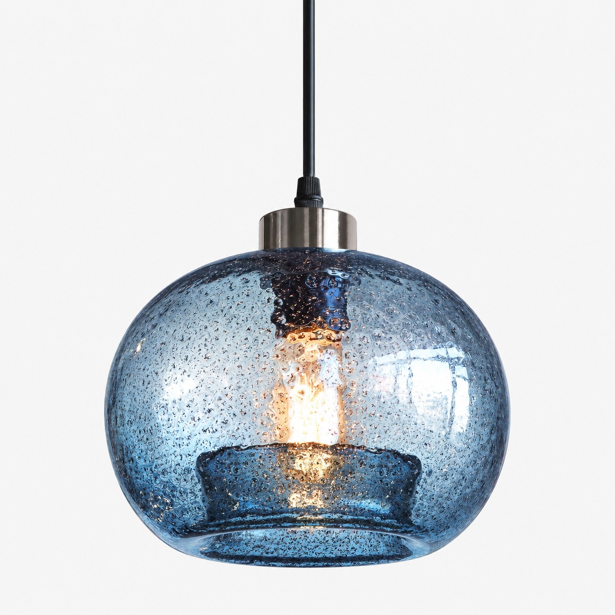 Textured Glass Globe Pendant with marble glass options and single or pair sets