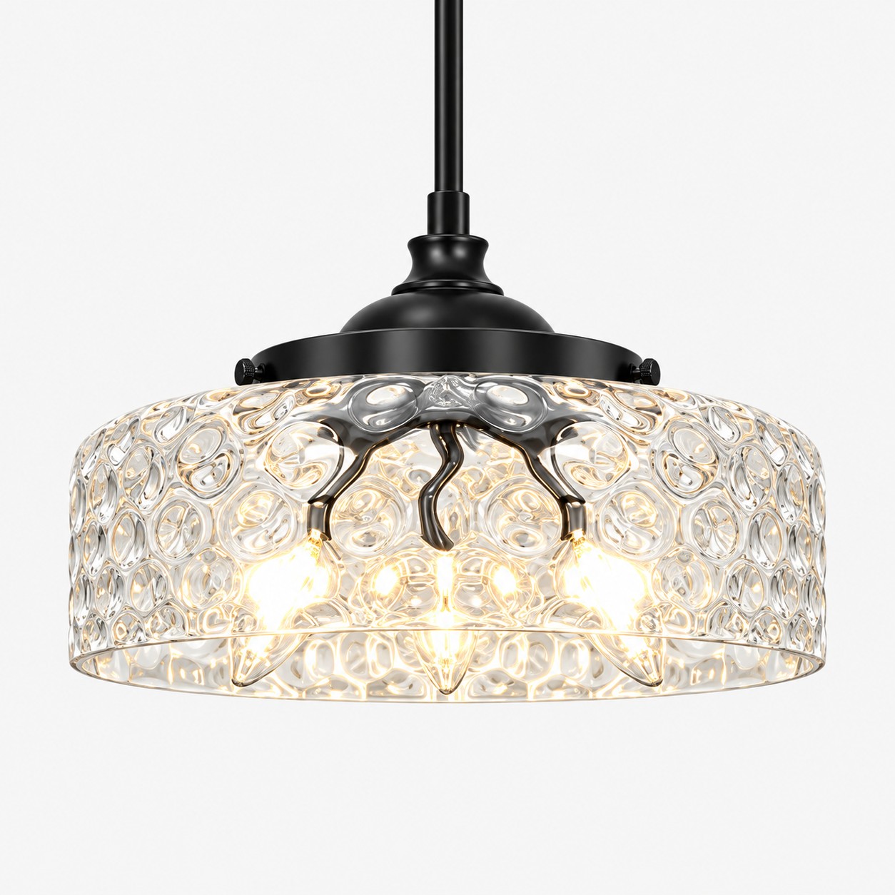 Vintage Glass Pendant Light with patterned glass and two shade sizes