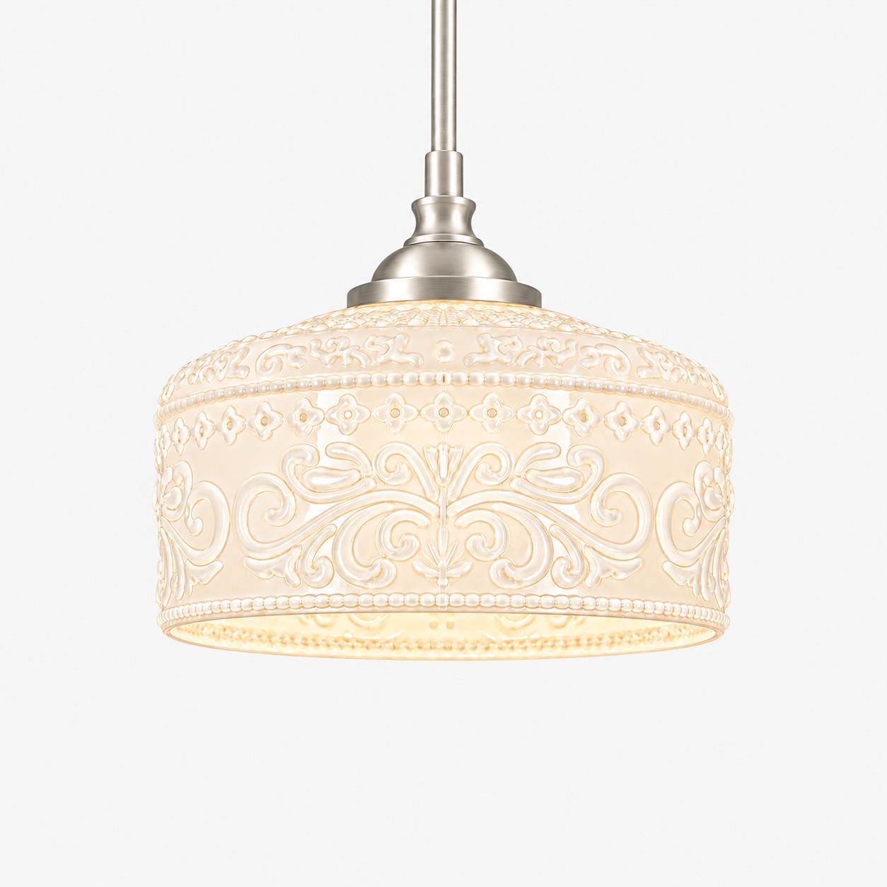 Vintage Glass Pendant Light with patterned glass and two shade sizes