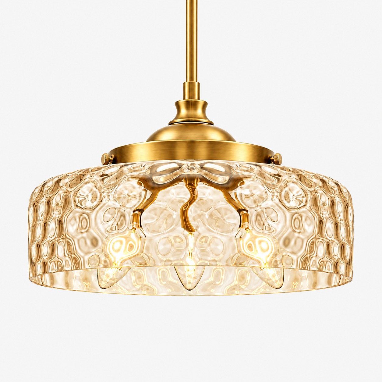 Vintage Glass Pendant Light with patterned glass and two shade sizes