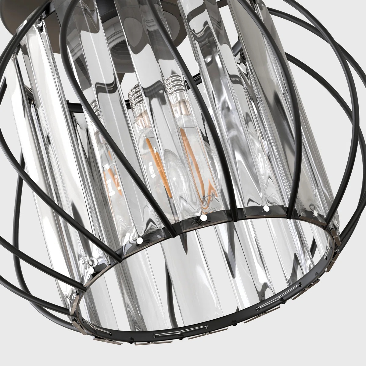 Geometric Crystal Ceiling Light with clear panels and a cage frame