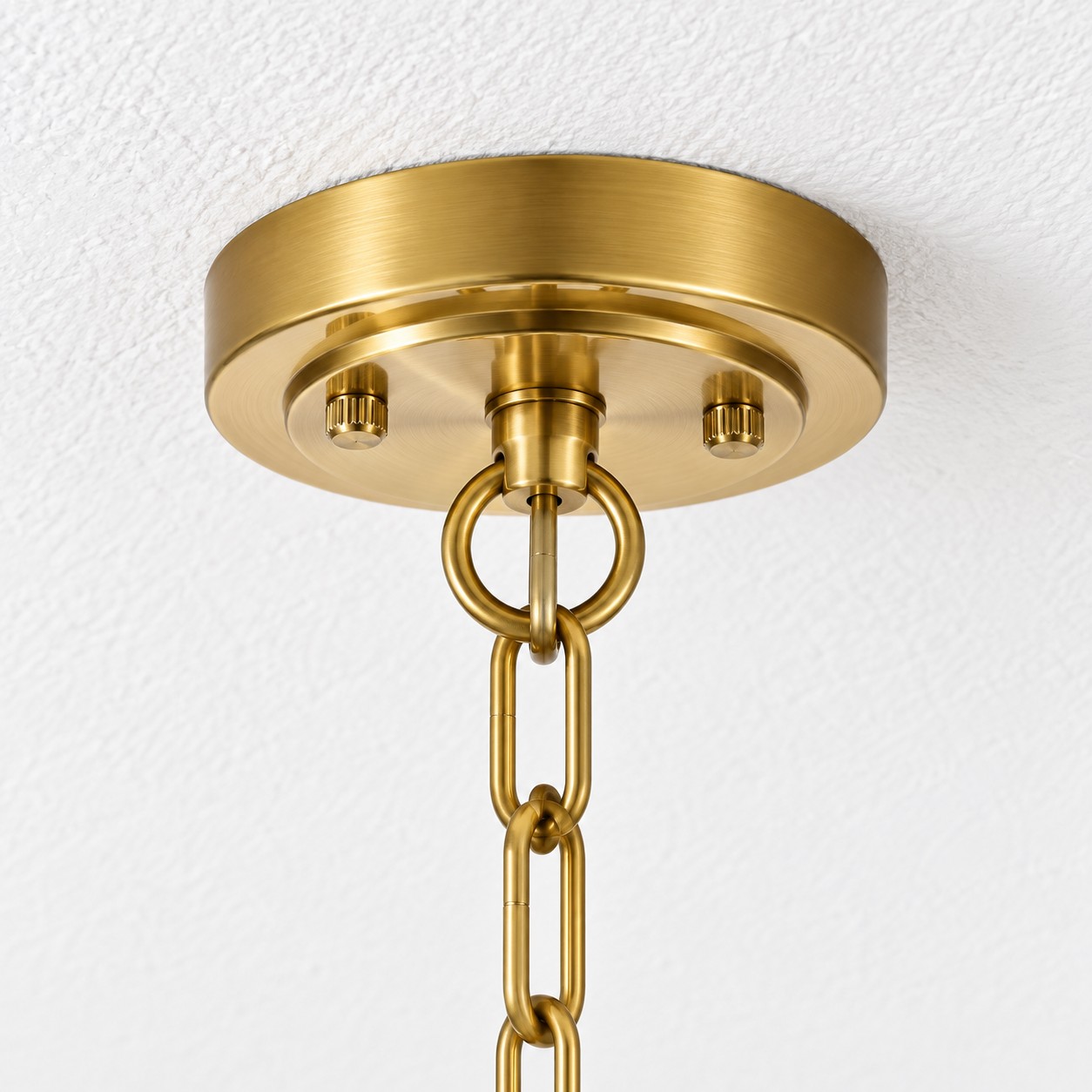 Hammered Glass Pendant Light with three metal finishes and minimal hardware