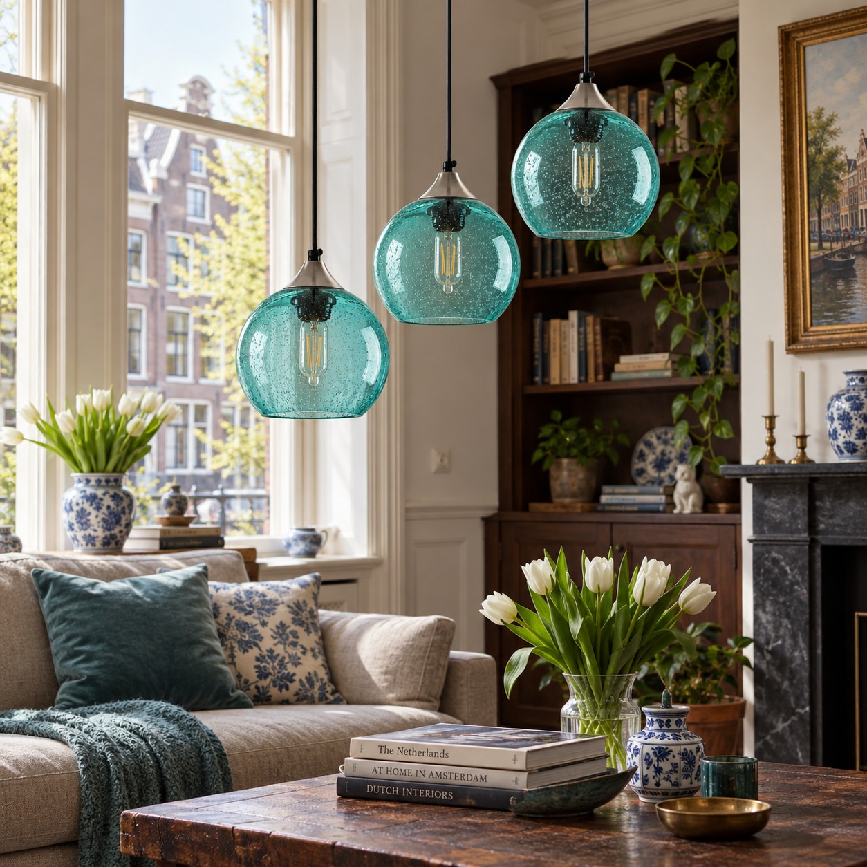Bubble Glass Globe Pendant with a chrome mount and a bubble texture