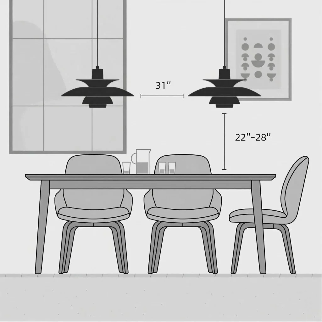 Layera pendant hanging height and spacing