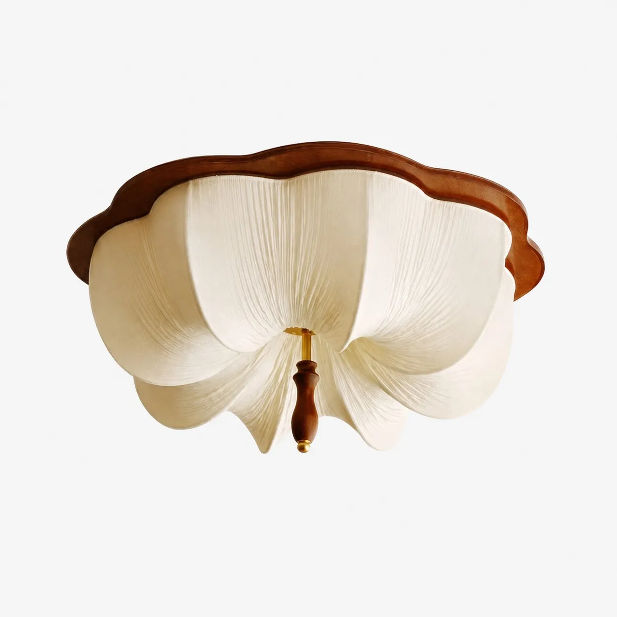 Clean product view for Style B: solid wood rim with pleated fabric shade.