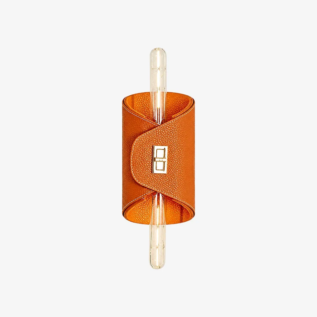 Orange wrapped leather wall lamp
