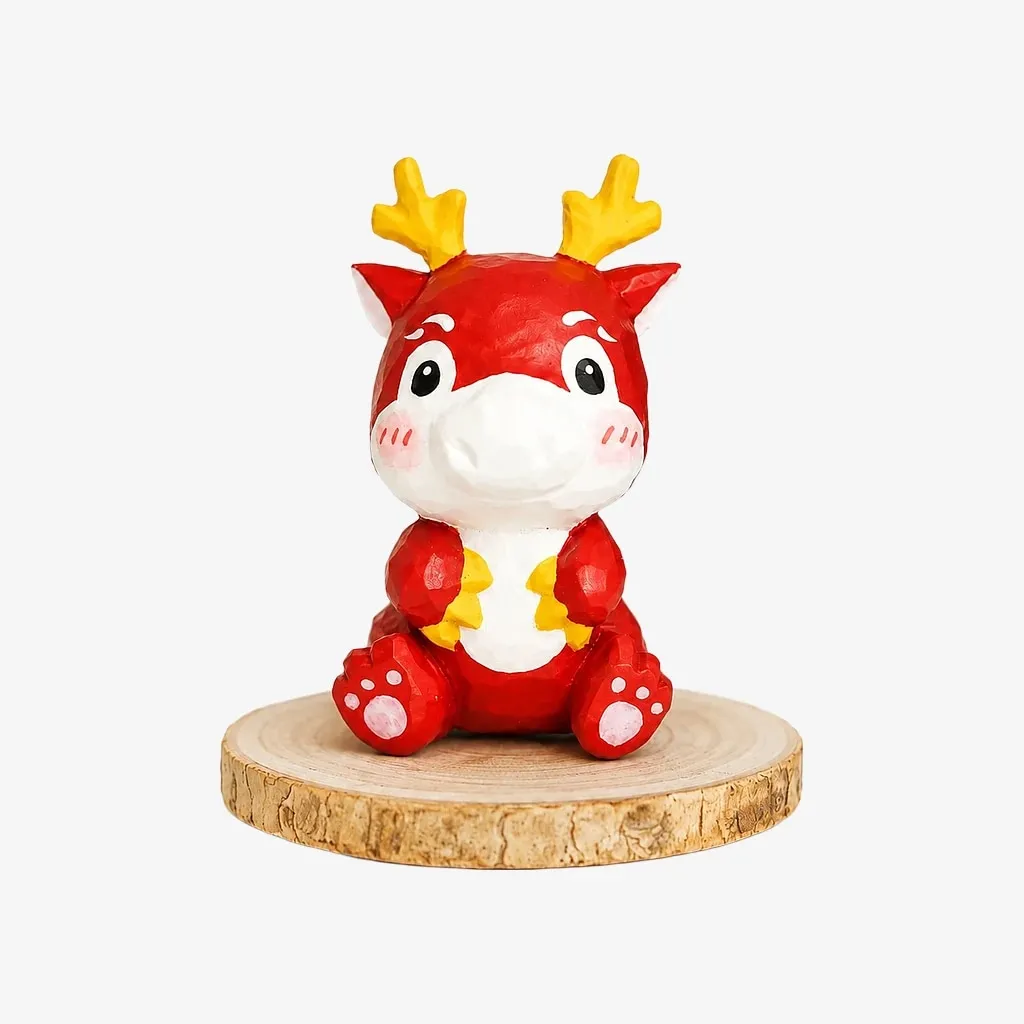 Hand-Carved Wooden Chinese Zodiac Animal Figurines