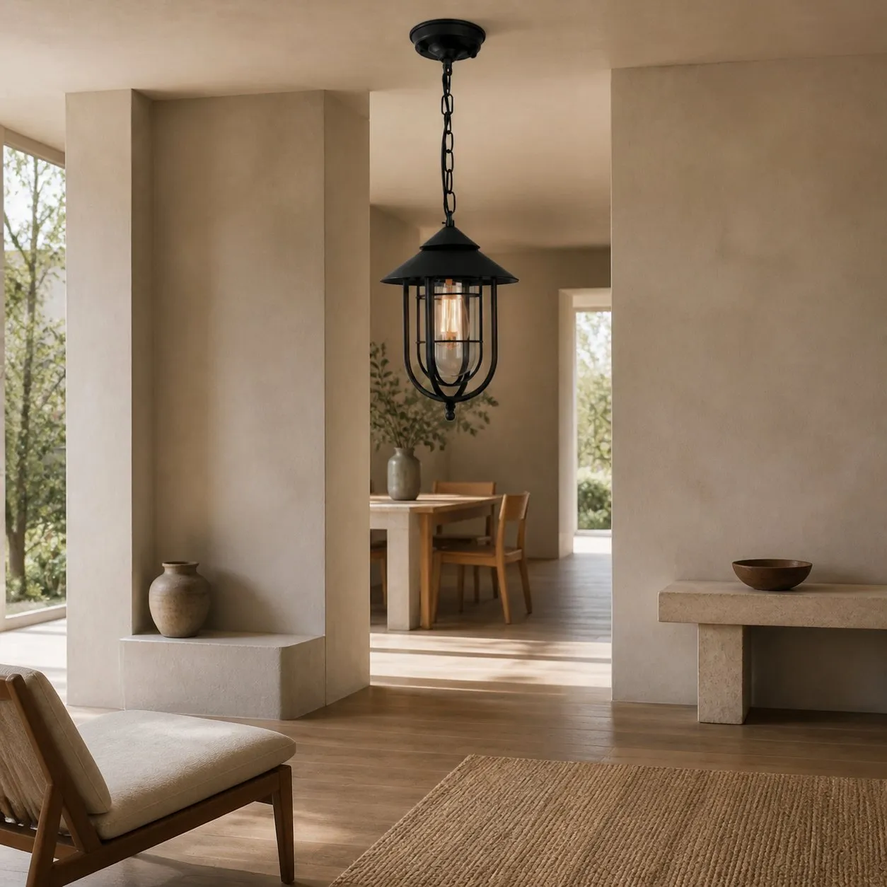 Patnox Outdoor Glass Pendant Lamp scene and detail