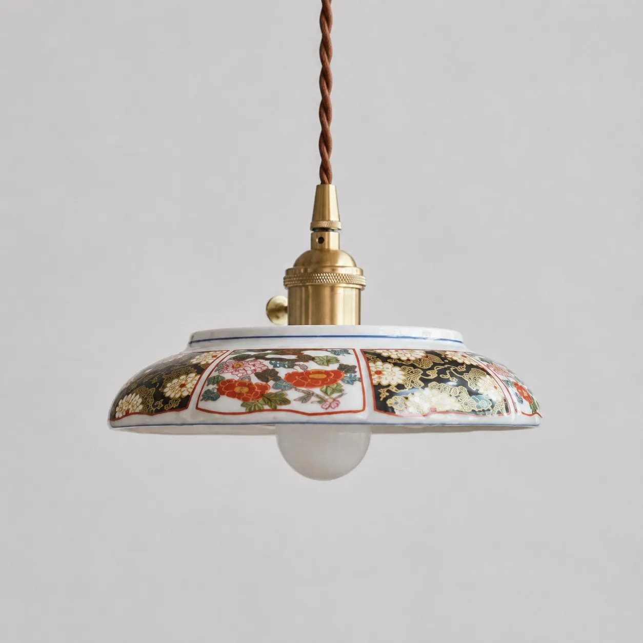 Manshantang floral ceramic pendant lamp SKU front view