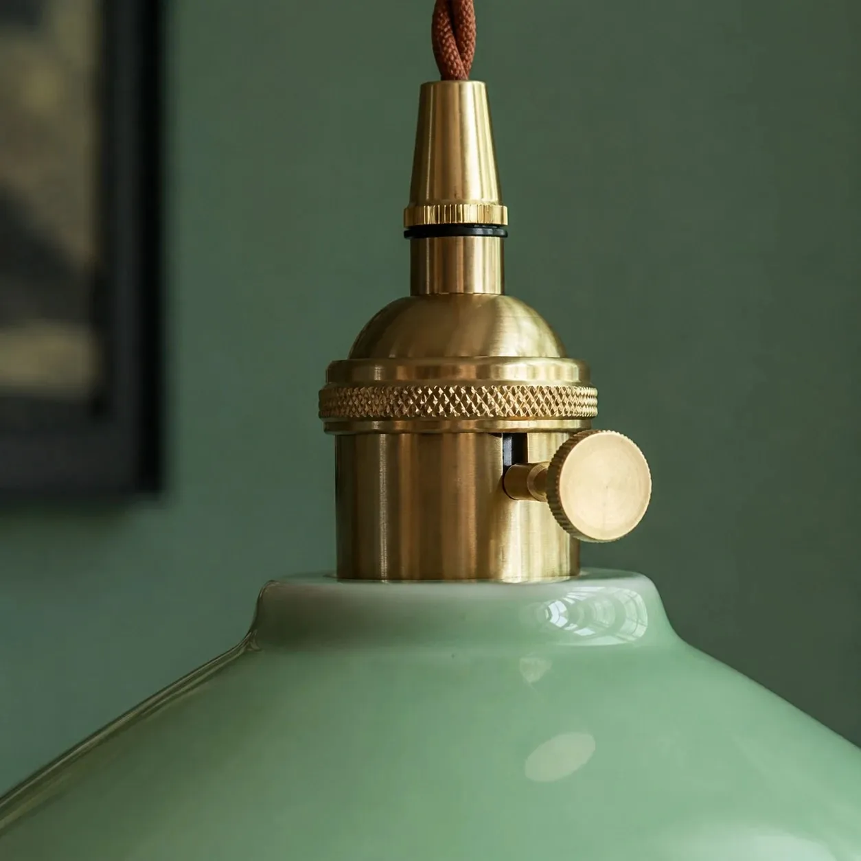 Brass holder and ceramic glaze detail