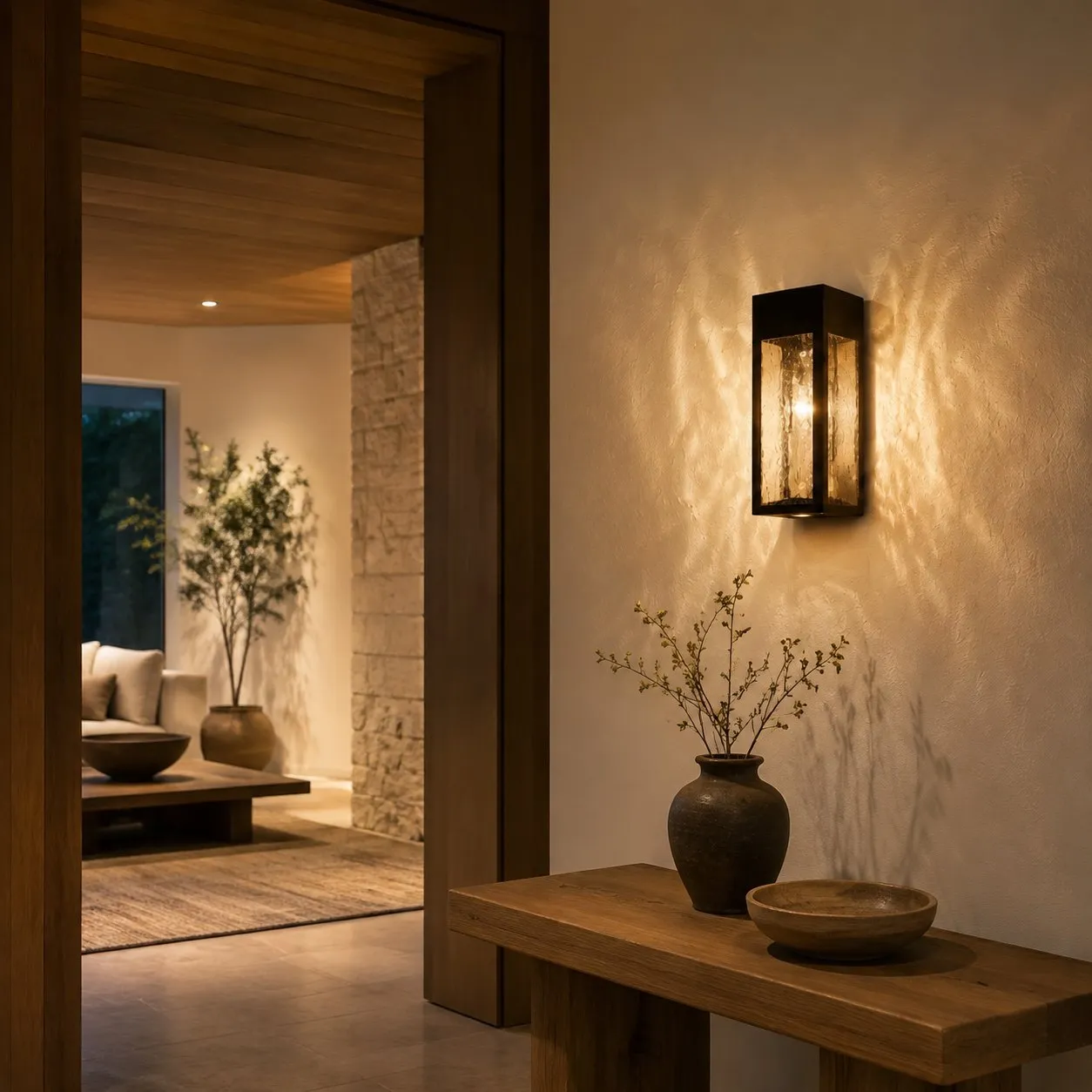 Arched doorway night scene