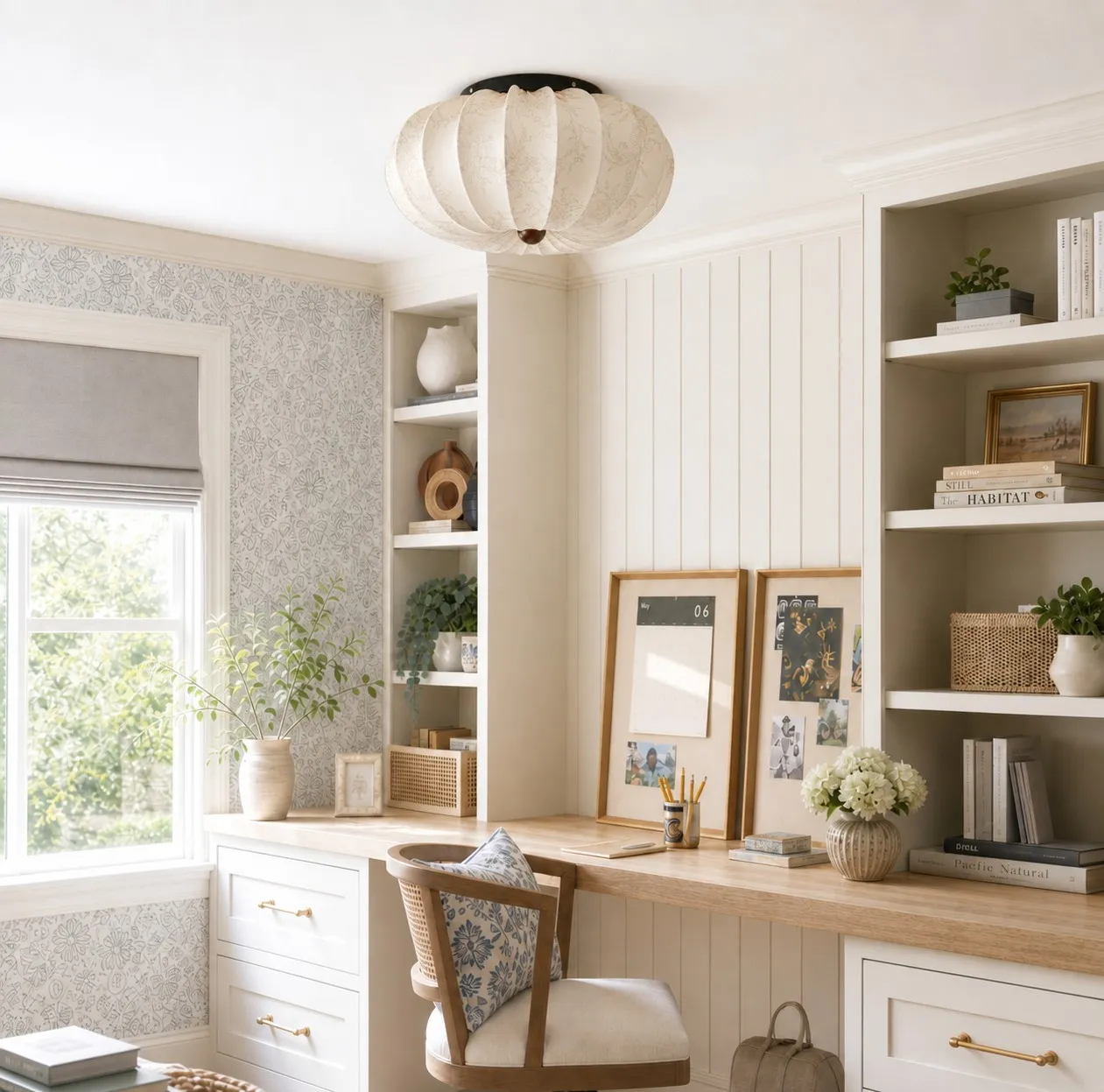 Bright study or office scene with the ceiling lamp installed.