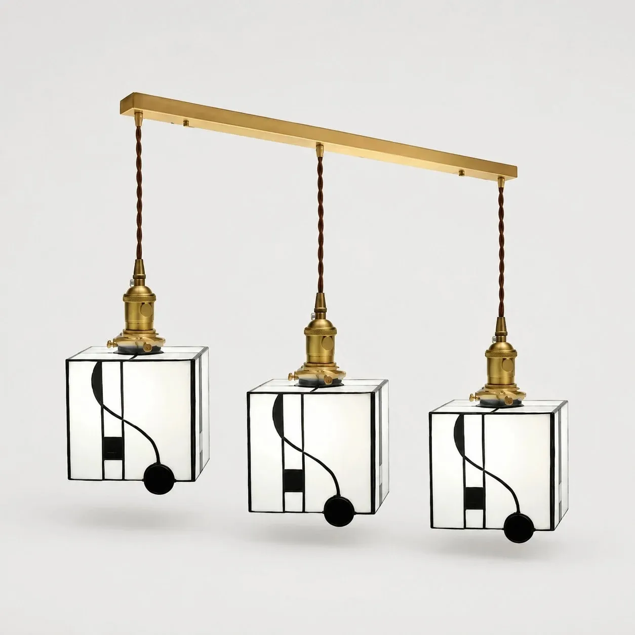 Triple cube shade linear pendant light